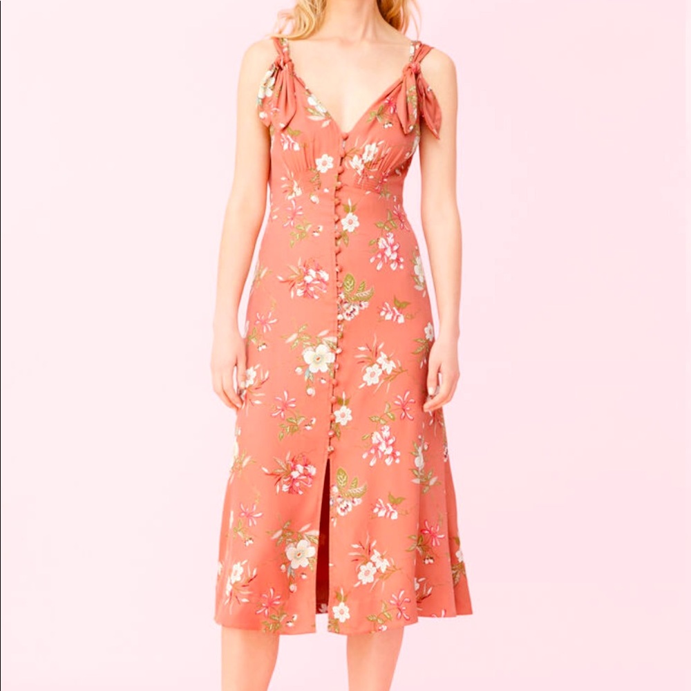 Rebecca Taylor Lita Floral Silk Twill Bow Dress